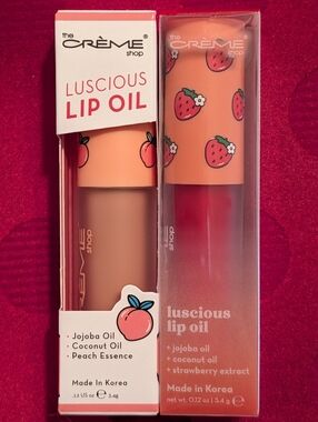 The Creme Shop Luscious Lip Oil Peachy Cobbler & Strawberry Jelly Bundle 🆕